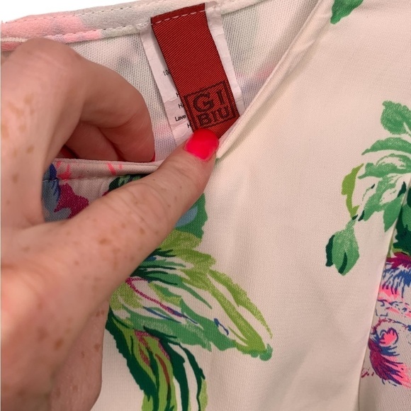 GiBiu Long Sleeve Boho Floral Mini Dress Size Small - Picture 3 of 7